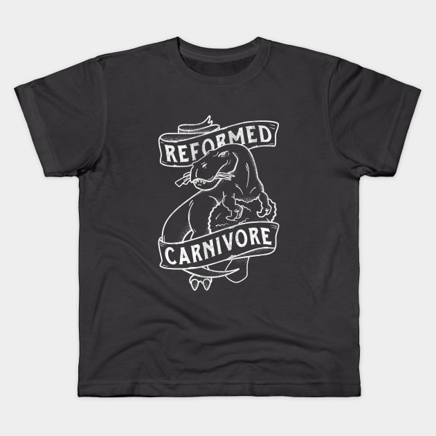 Reformed Carnivore | Vegan Tattoo Style Kids T-Shirt by LeavesNotLives